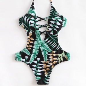 Tropical print swimsuit